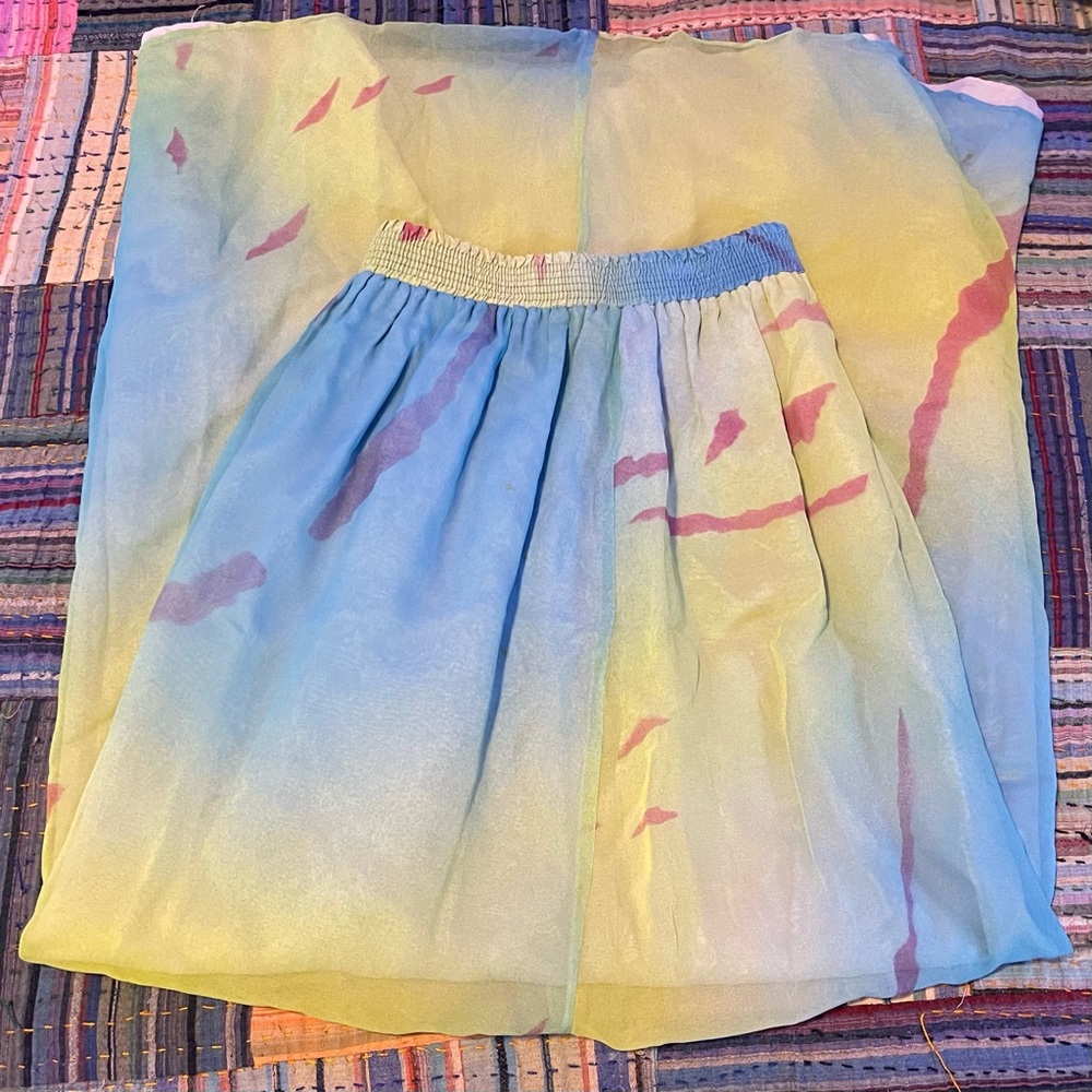 VINTAGE Tie Dye Bleed Maxi Skirt